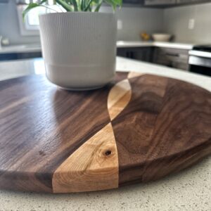 Walnut and maple wave lazy susan