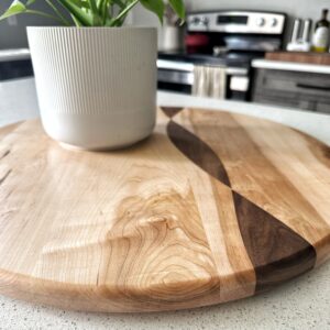 Maple and walnut wave lazy susan