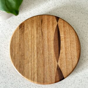 White oak and walnut lazy Susan